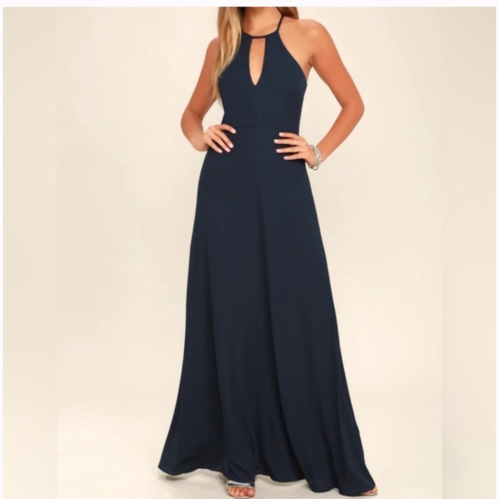 Lulu’s Maxi Keyhole Navy Dress
